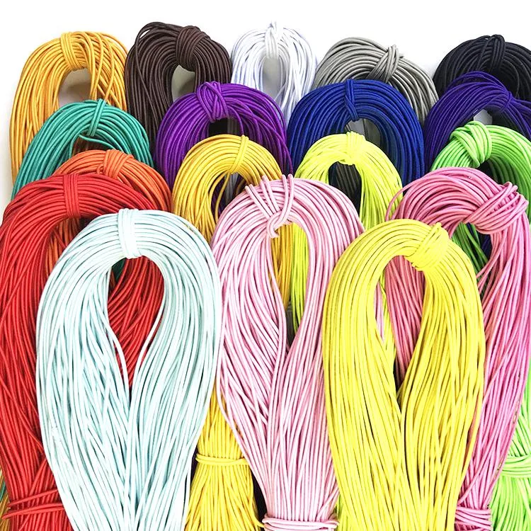 1/4 1/8" 3mm 6mm Inch Sewing Flat Round Black White Color Polystyrene Elastic with Logo