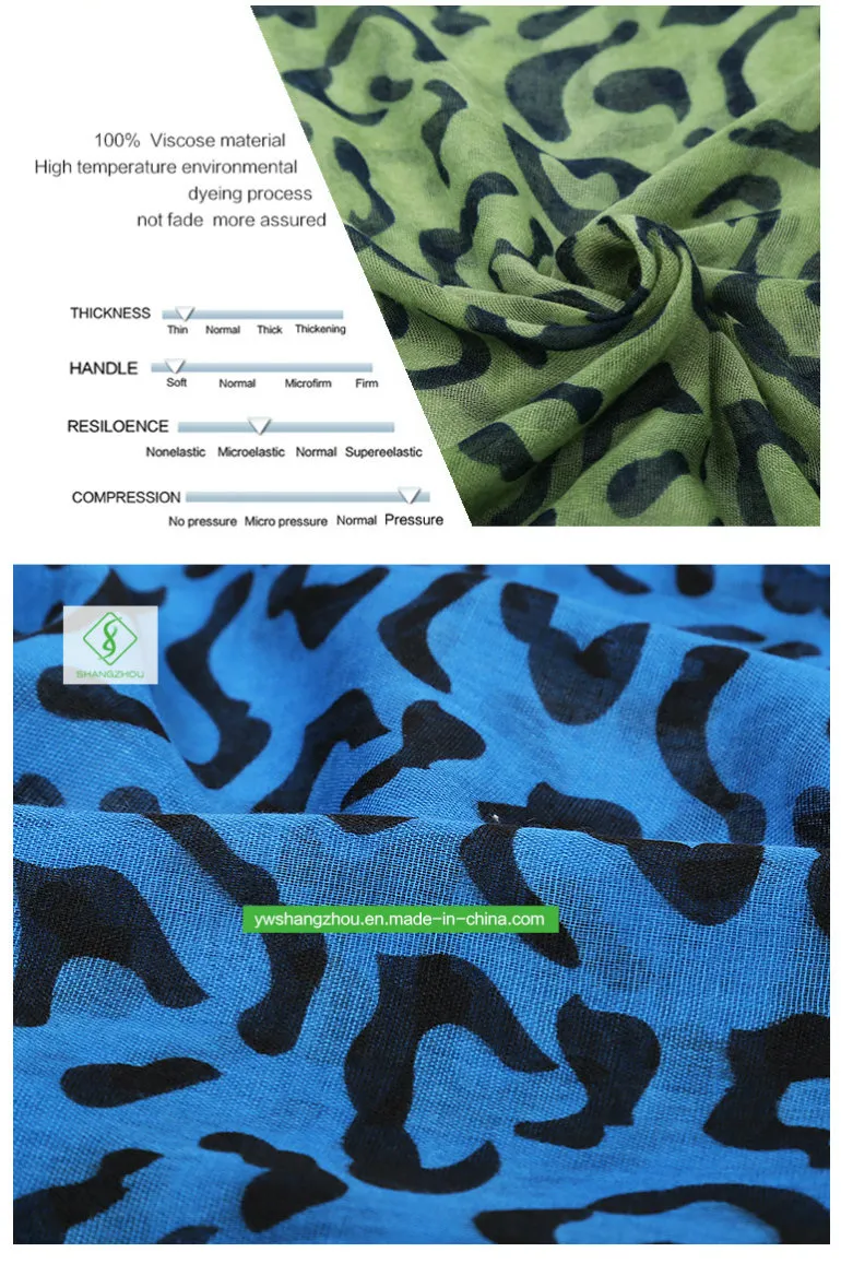 100% Viscose Fashion Lady Scarf 2019 Retro Leopard Printed Shawl