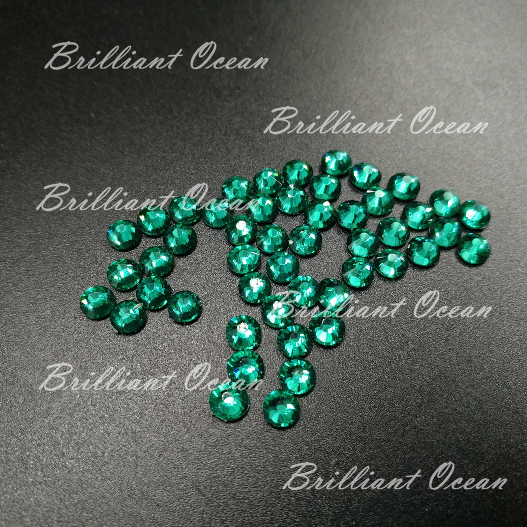 14 Facet Cut Darl Green Crystal Hot Fix Rhinestones for Garment Accessories