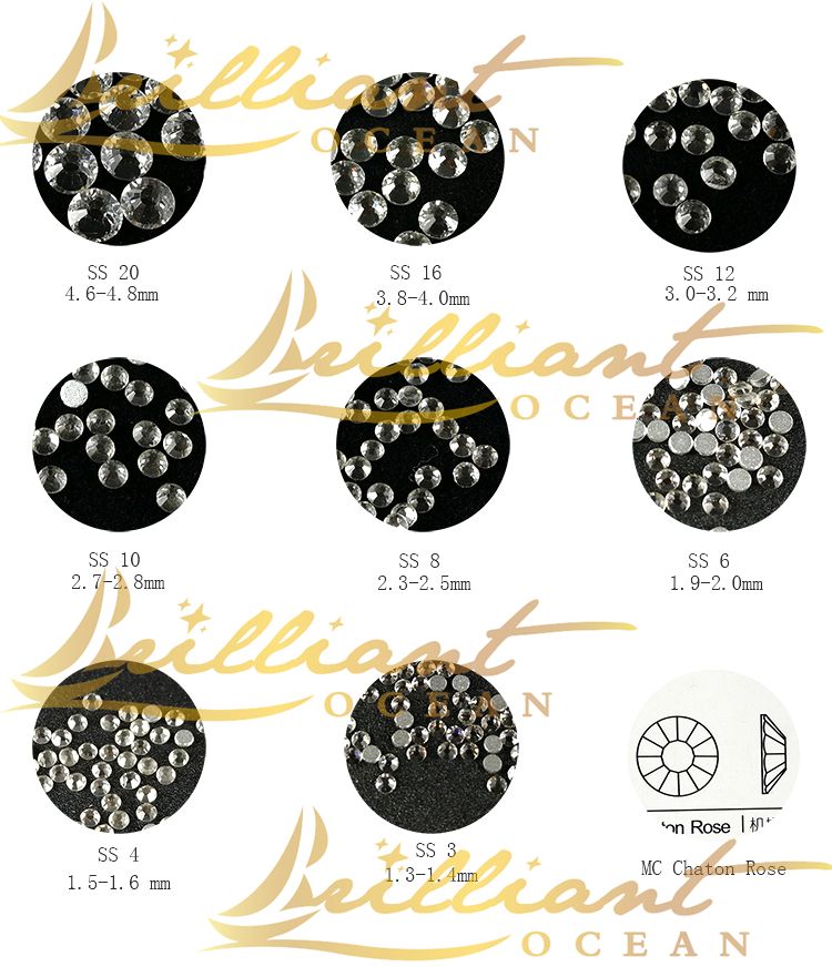 14 Facet Cut Darl Green Crystal Hot Fix Rhinestones for Garment Accessories