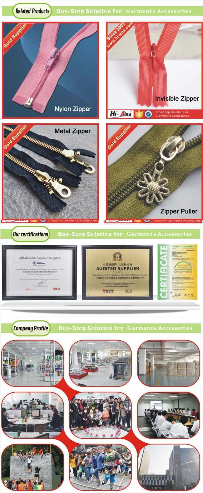 15 Years Factory Experience Ningbo Invisible Zipper