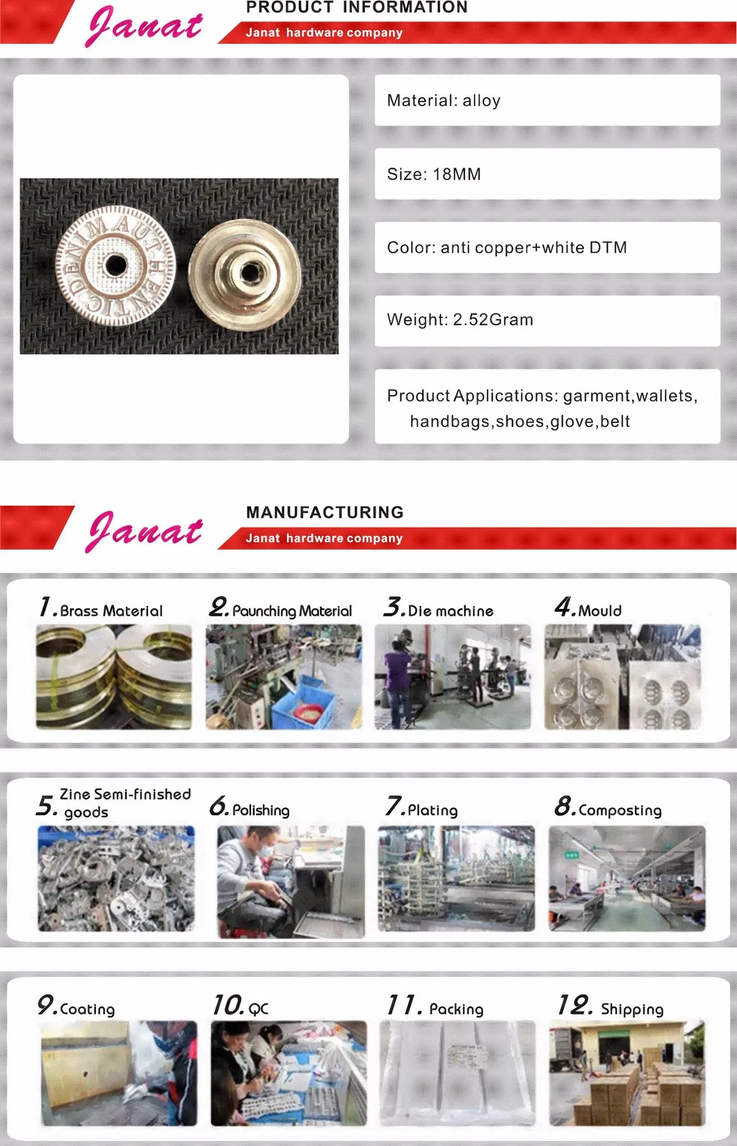 18mm Shank Button with Middle Hole