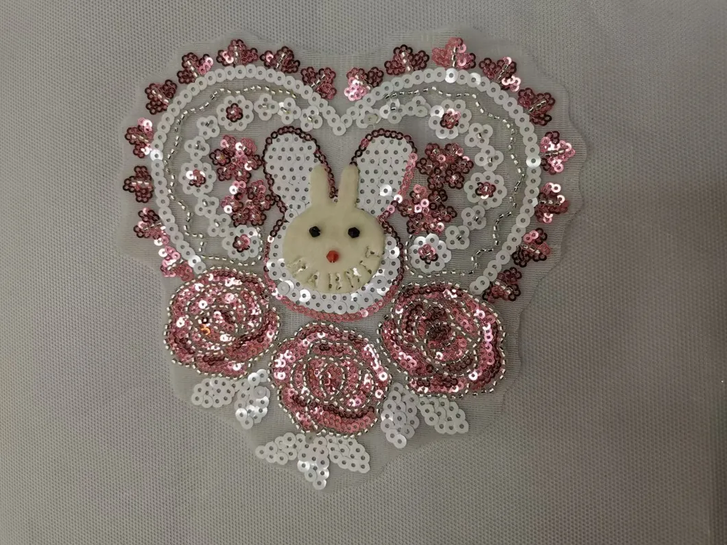 2021 Latest Garment Accessory Fashion Lovely Hallow-Kitty Beaded Sequin Cat Applique Patch for Garment