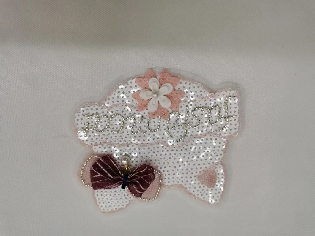 2021 Latest Garment Accessory Fashion Lovely Hallow-Kitty Beaded Sequin Cat Applique Patch for Garment