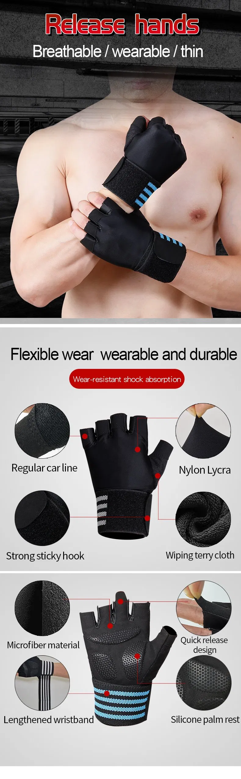 2021 Wholesale Sports Fitness Workout Gym Gloves for Weightlifting