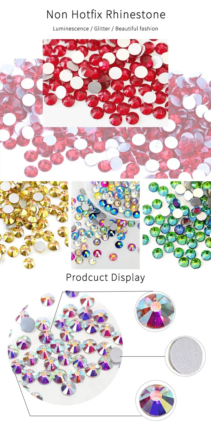 2028 Ss3-Ss34 Montana Non Hot Fix Rhinestone Flatback Glass Crystal Glitter Strass Nail Rhinestones for Manicure Glue on