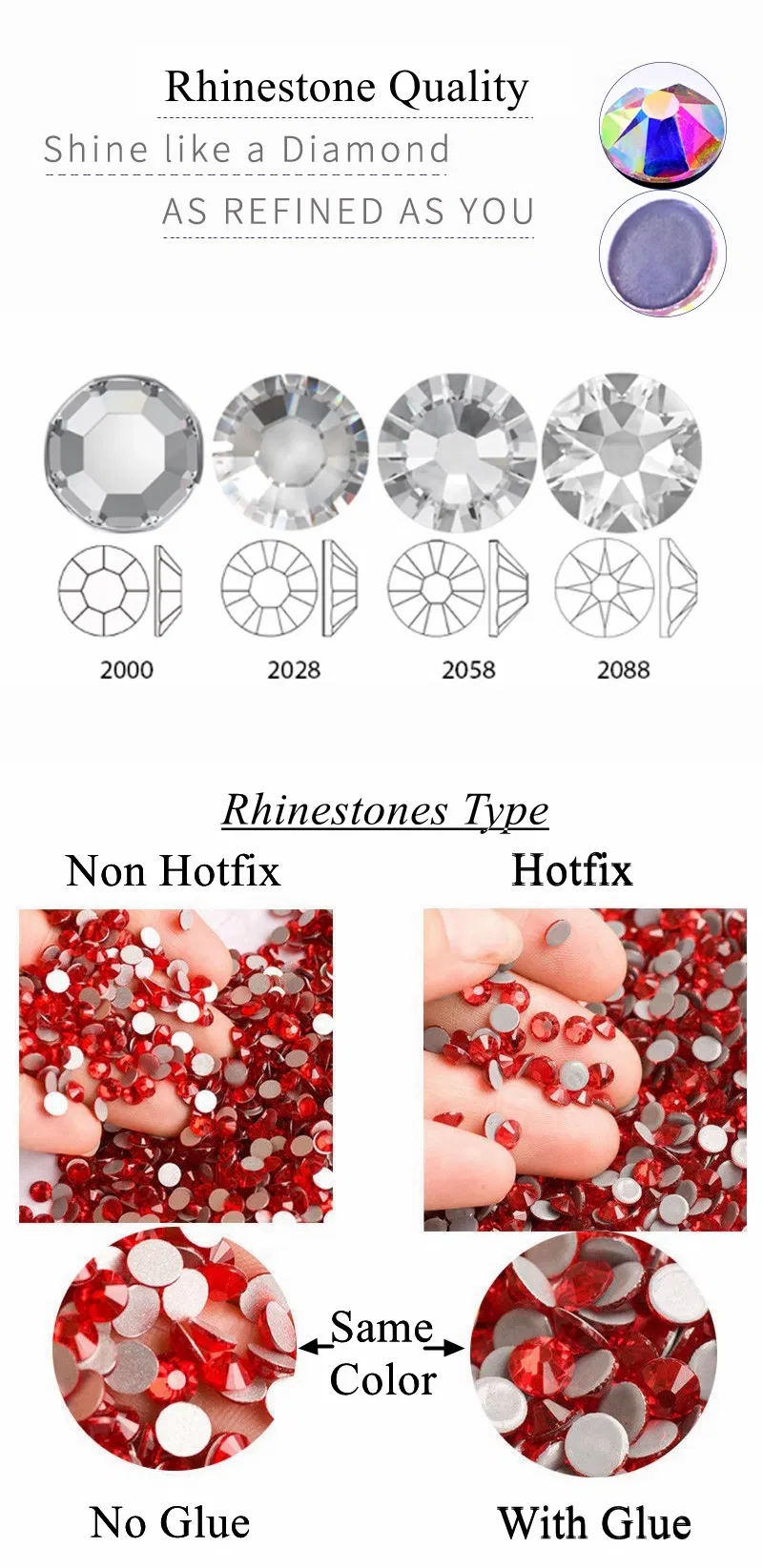 2028 Ss3-Ss34 Montana Non Hot Fix Rhinestone Flatback Glass Crystal Glitter Strass Nail Rhinestones for Manicure Glue on