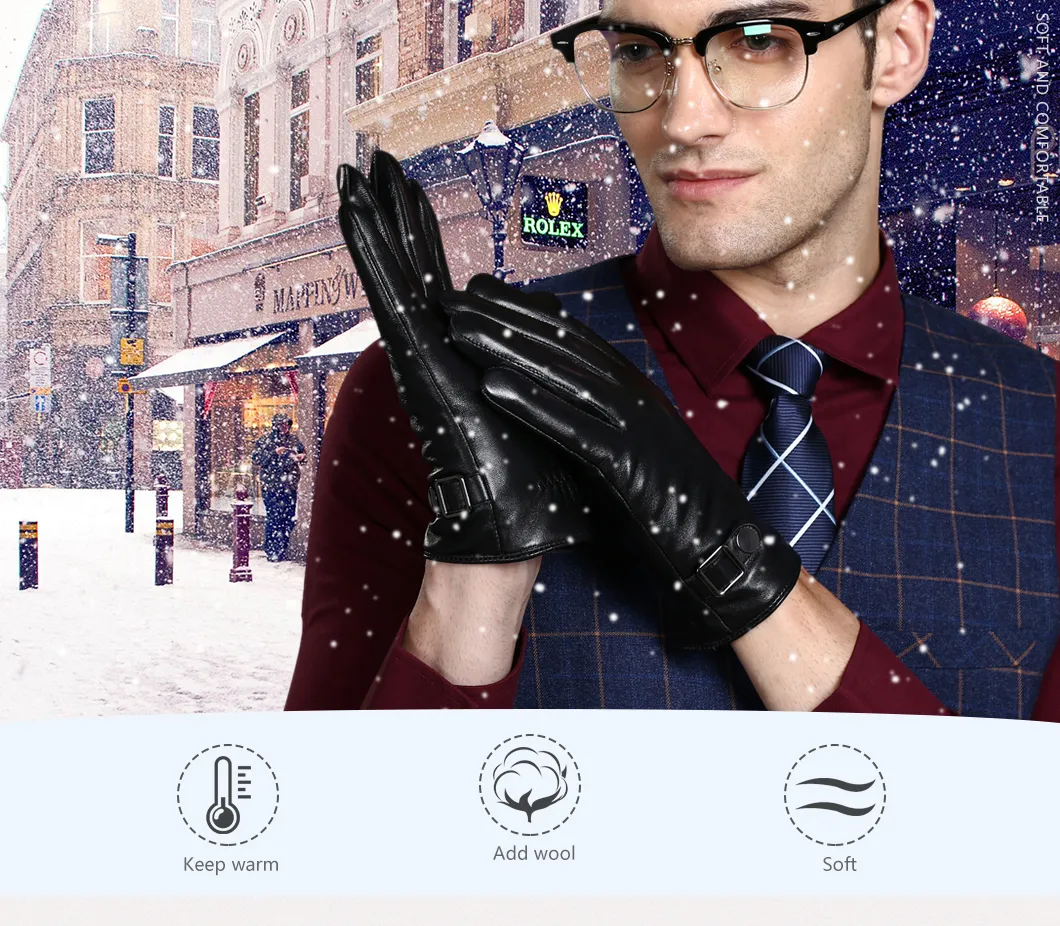 5510 Men Women Warm PU Leather Outdoor Bicycling Touch Screen Gloves