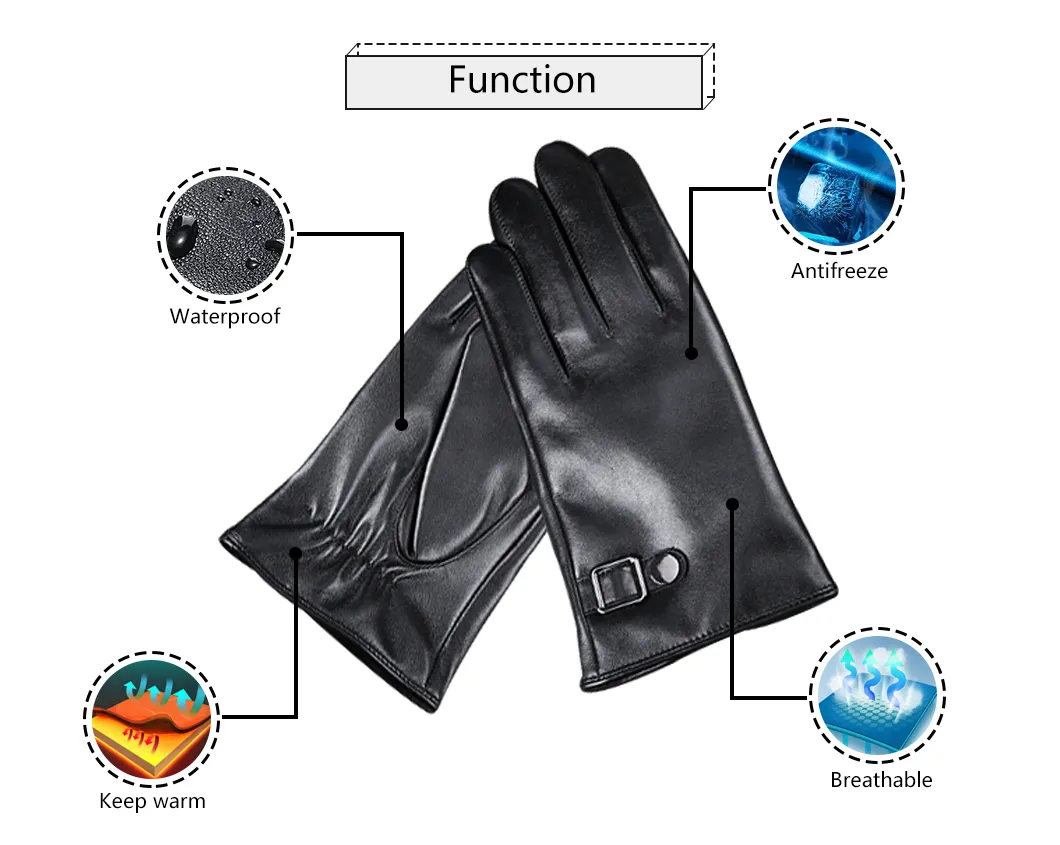 5510 Men Women Warm PU Leather Outdoor Bicycling Touch Screen Gloves