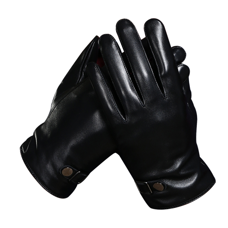5510 Men Women Warm PU Leather Outdoor Bicycling Touch Screen Gloves