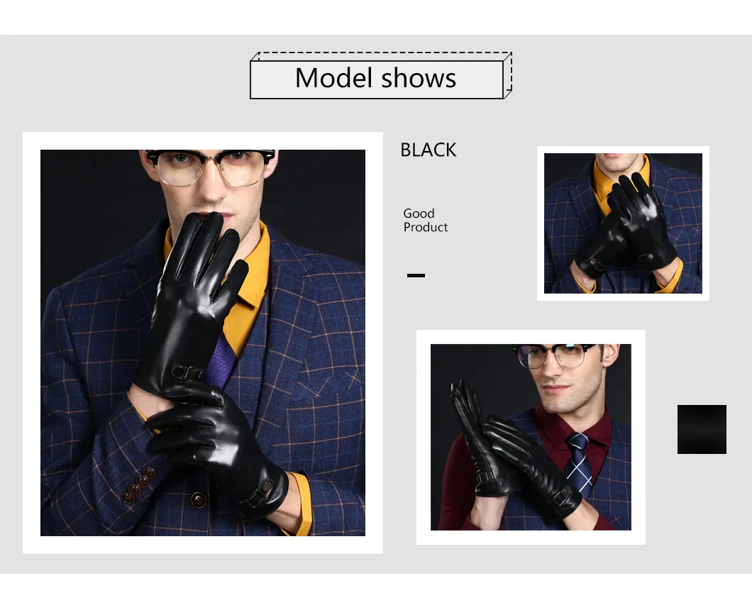 5510 Men Women Warm PU Leather Outdoor Bicycling Touch Screen Gloves