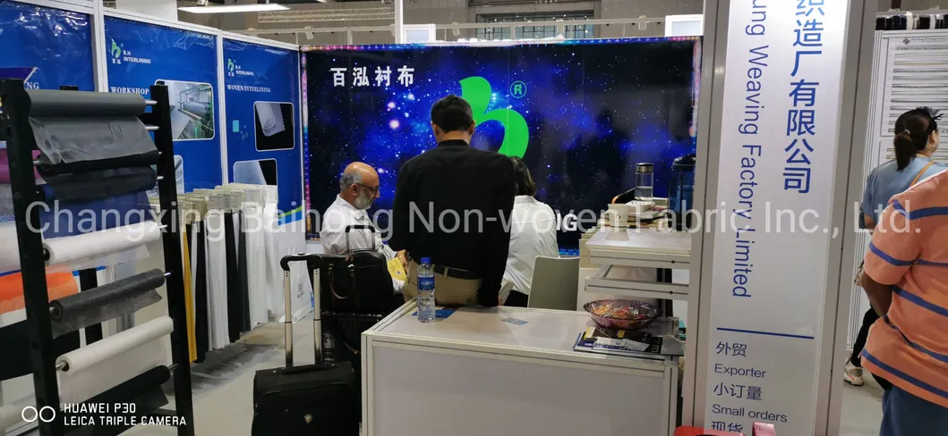 55GSM 100%Polyester Width 100-150cm Pes/PA Glue Supplier Washable Dry Cleanable Manufacturer Double DOT Thermal Bonding Nonwoven Fusible Interlining Factory