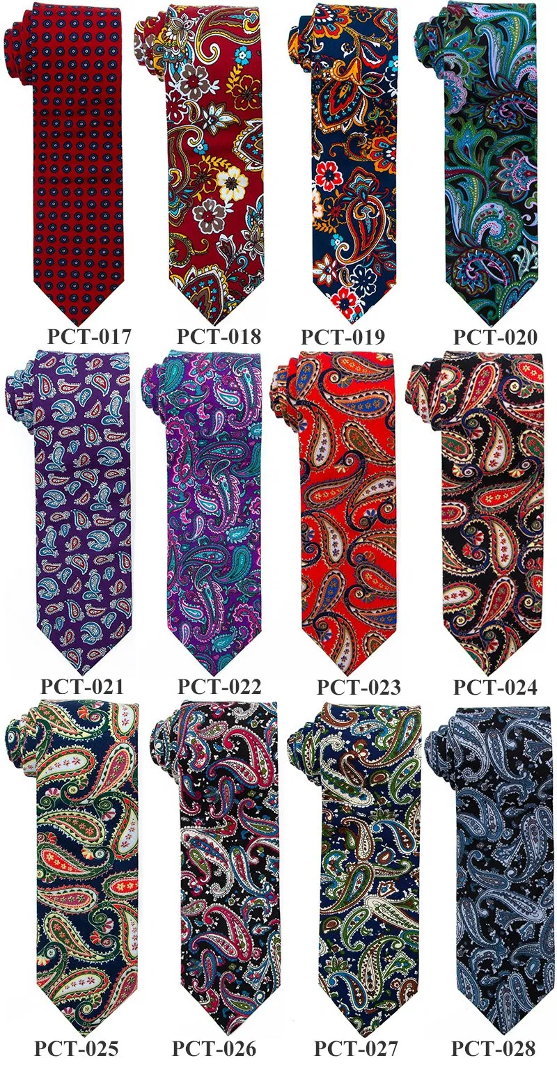 7.5cm Printed Paisley Floral Cotton Ties Fashion Designer Colorful Neckties Cravat for Men Wedding