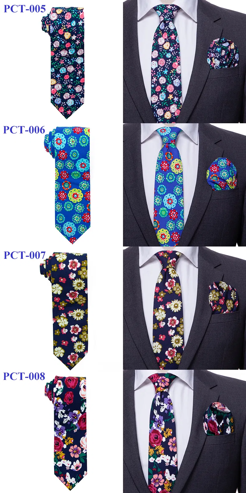 7.5cm Printed Paisley Floral Cotton Ties Fashion Designer Colorful Neckties Cravat for Men Wedding