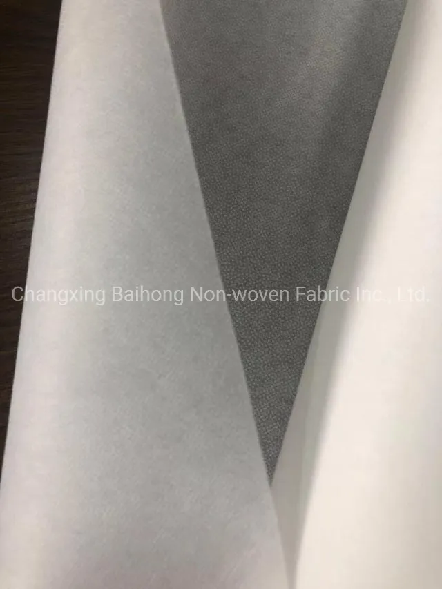 80GSM 100%Polyester Width 100-150cm Pes/PA Glue Supplier Washable Dry Cleanable Manufacturer Double DOT Thermal Bonding Nonwoven Fusible Interlining Factory