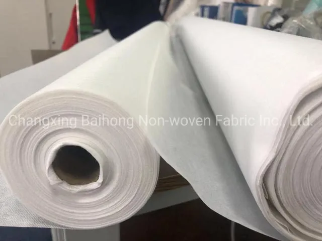 80GSM 100%Polyester Width 100-150cm Pes/PA Glue Supplier Washable Dry Cleanable Manufacturer Double DOT Thermal Bonding Nonwoven Fusible Interlining Factory