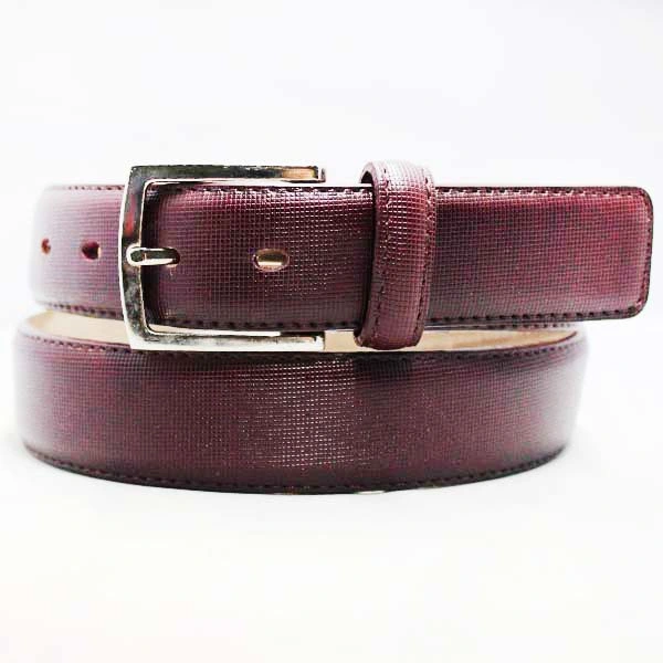Any Color Is Possible to Do Zinc Alloy Buckle Stitched Split Leather Belt for Man