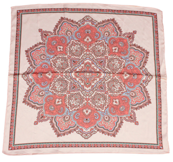 Autumn Flower Pattern Classic Chic Decoration Silk Scarf Hairband Square Towel Bandana of Silk-Screen