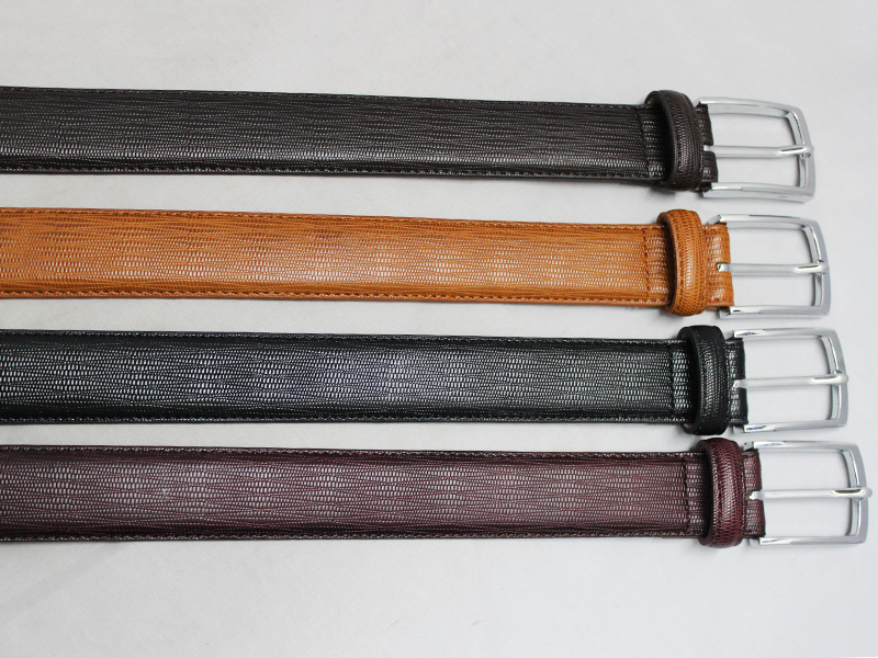 Beautiful Pattern Embossed Men's Split Leather Belt with Belly