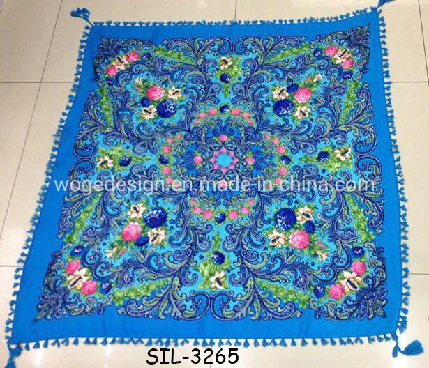 Best Supplier Russian Style Bulk Buy Dressing Wrap Shawl Scarfs Echarpe Floral Print Women Cotton Square Slavic Scarf