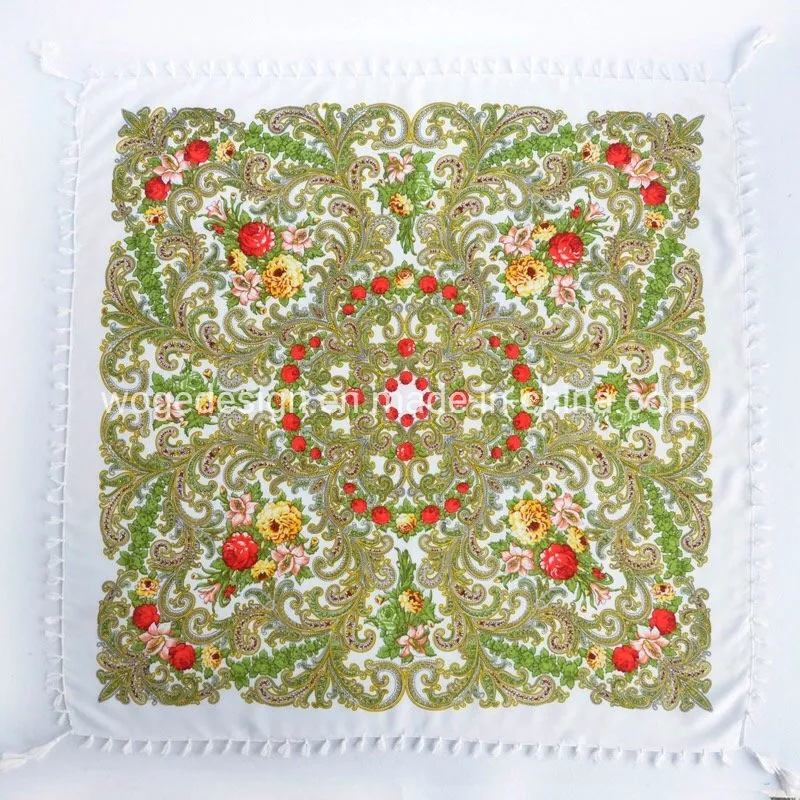 Best Supplier Russian Style Bulk Buy Dressing Wrap Shawl Scarfs Echarpe Floral Print Women Cotton Square Slavic Scarf