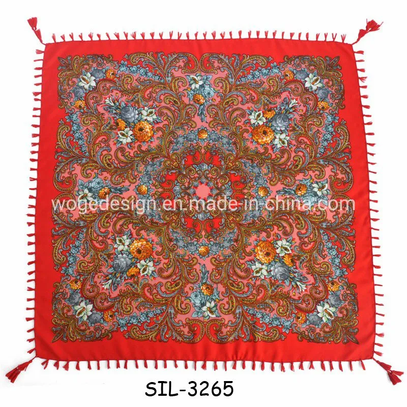 Best Supplier Russian Style Bulk Buy Dressing Wrap Shawl Scarfs Echarpe Floral Print Women Cotton Square Slavic Scarf