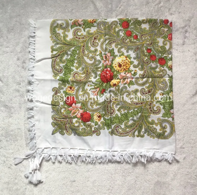 Best Supplier Russian Style Bulk Buy Dressing Wrap Shawl Scarfs Echarpe Floral Print Women Cotton Square Slavic Scarf