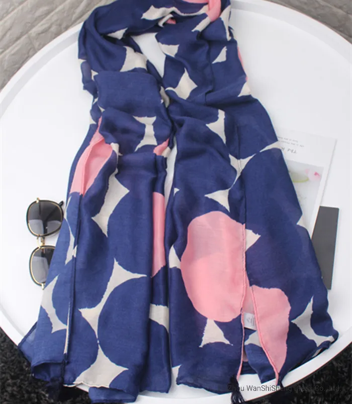 Boho Tassel Vacation Bohemia Muffler Polyester Voile Summer Wrap Flora Striped Print Lady Fashion Scarf