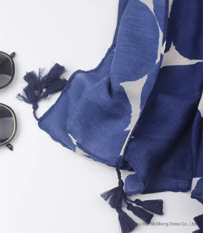 Boho Tassel Vacation Bohemia Muffler Polyester Voile Summer Wrap Flora Striped Print Lady Fashion Scarf