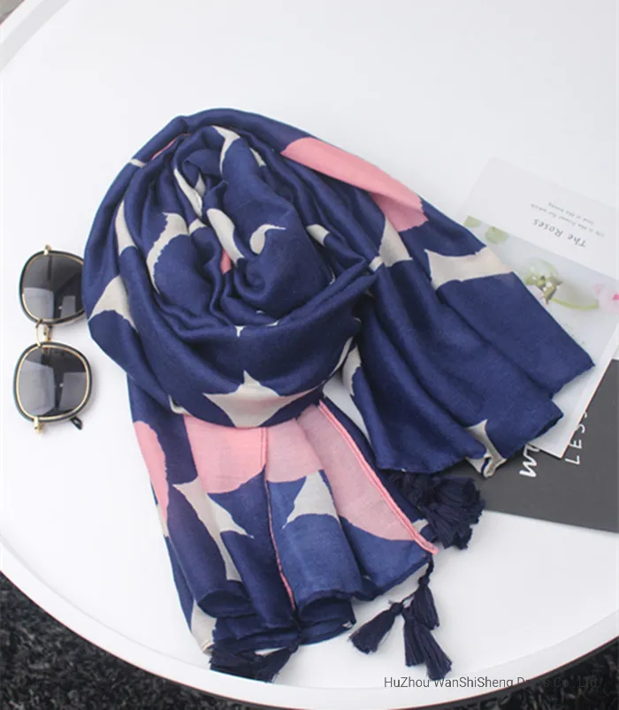 Boho Tassel Vacation Bohemia Muffler Polyester Voile Summer Wrap Flora Striped Print Lady Fashion Scarf