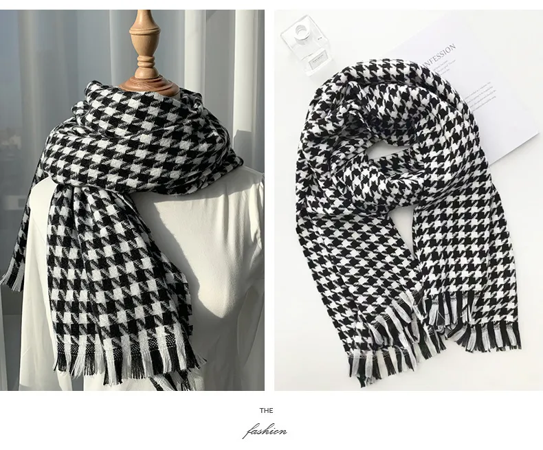 Classic Swallow Grid Checked Warm Winter Scarf for Men Women