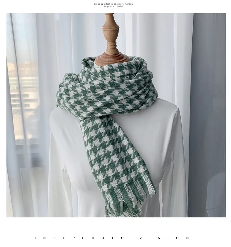 Classic Swallow Grid Checked Warm Winter Scarf for Men Women