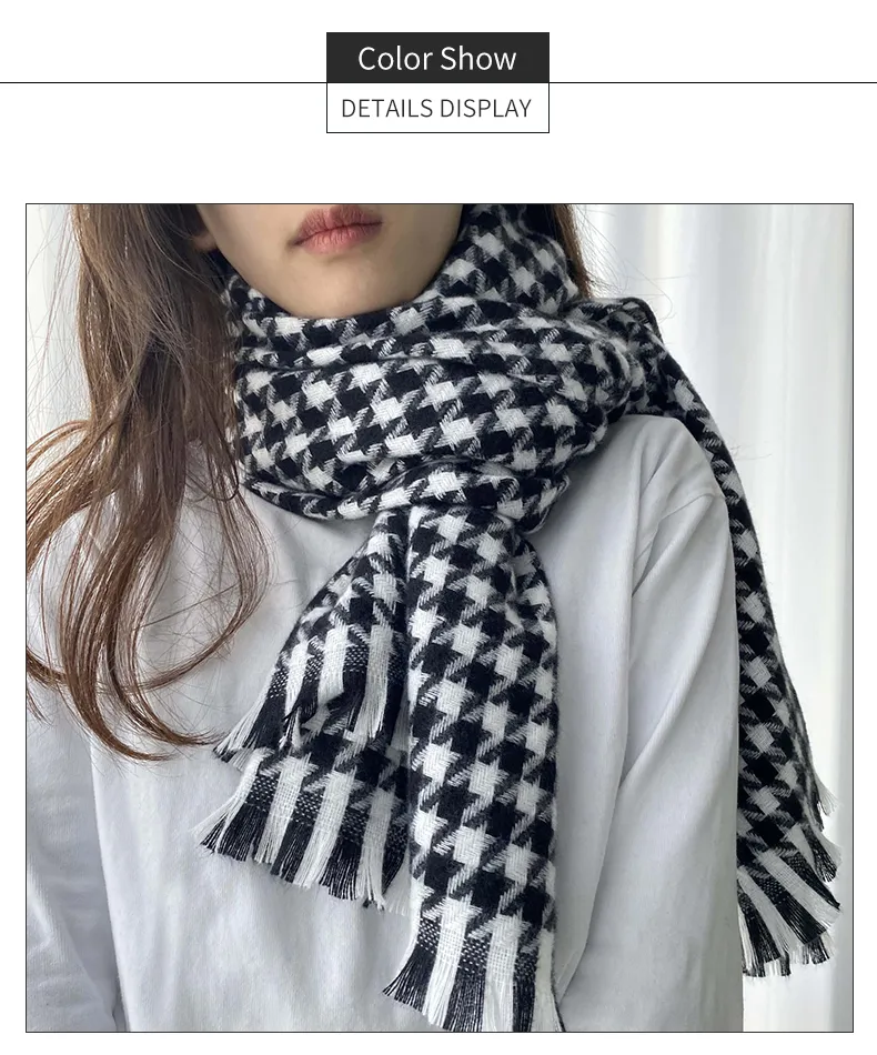 Classic Swallow Grid Checked Warm Winter Scarf for Men Women
