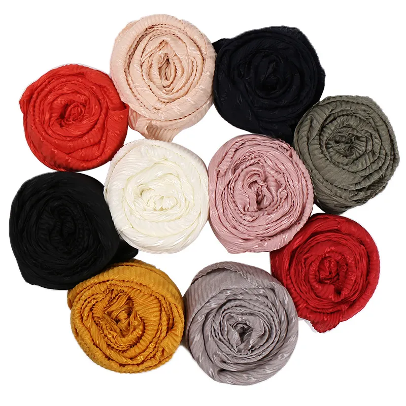 Crinkle Cotton Solid Color Scarf Wholesale Hijab Islamic Malaysia