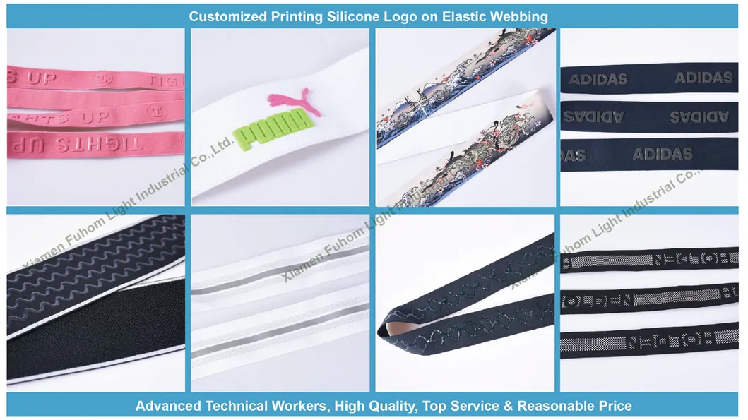 Custom Brand Name Logo Elastic Band Anti Slip Silicone Elastic
