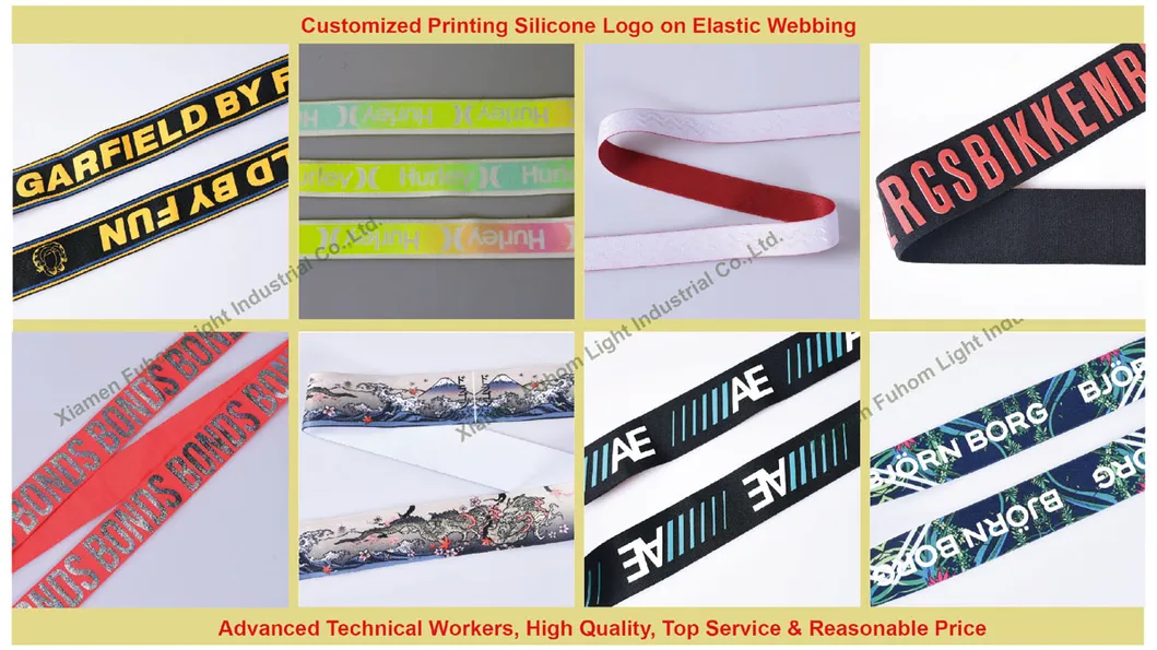 Custom Brand Name Logo Elastic Band Anti Slip Silicone Elastic