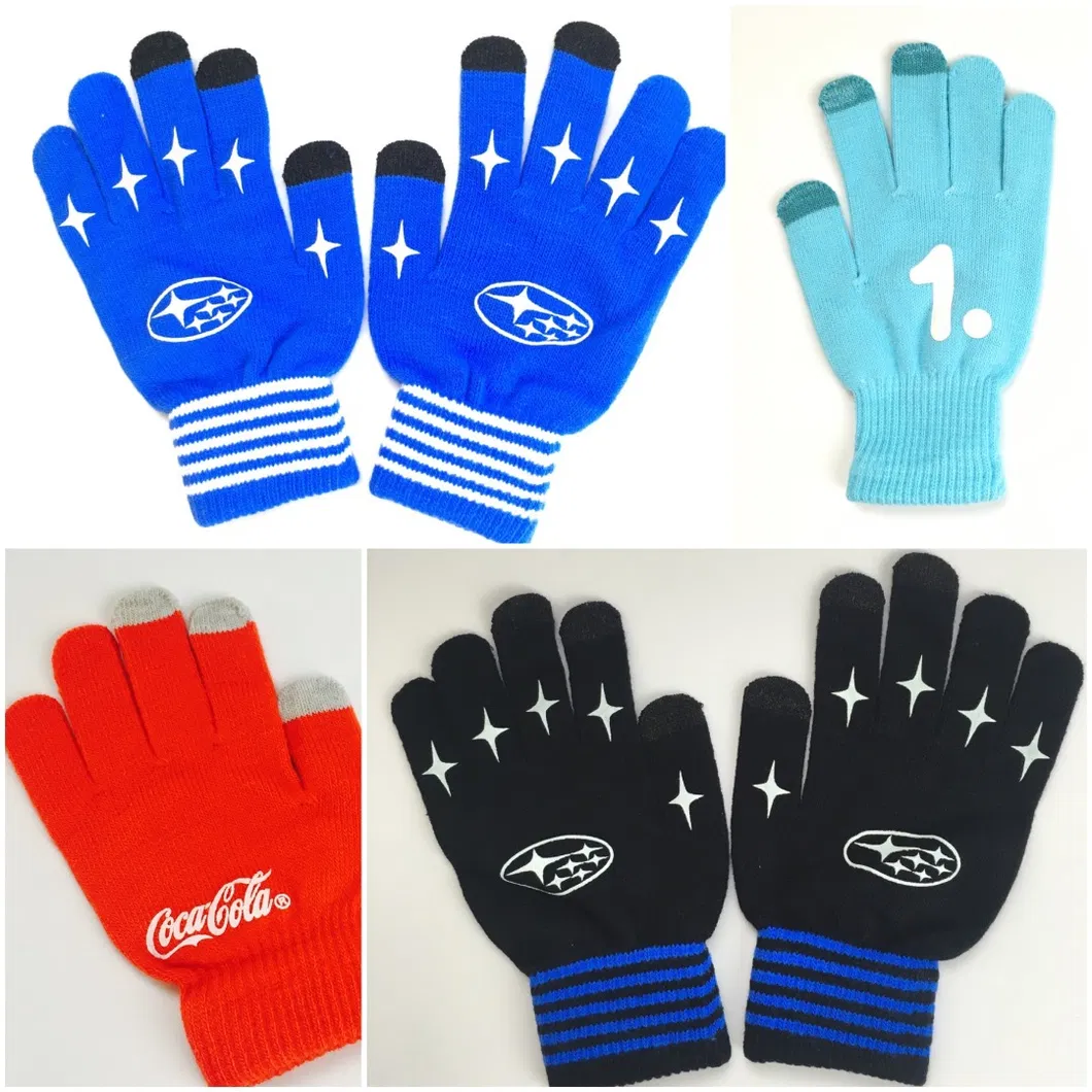 Custom Logo 3 Fingers Cell Phone Smartphone Touch Gloves Winter Tactile Texting Touchscreen Gloves