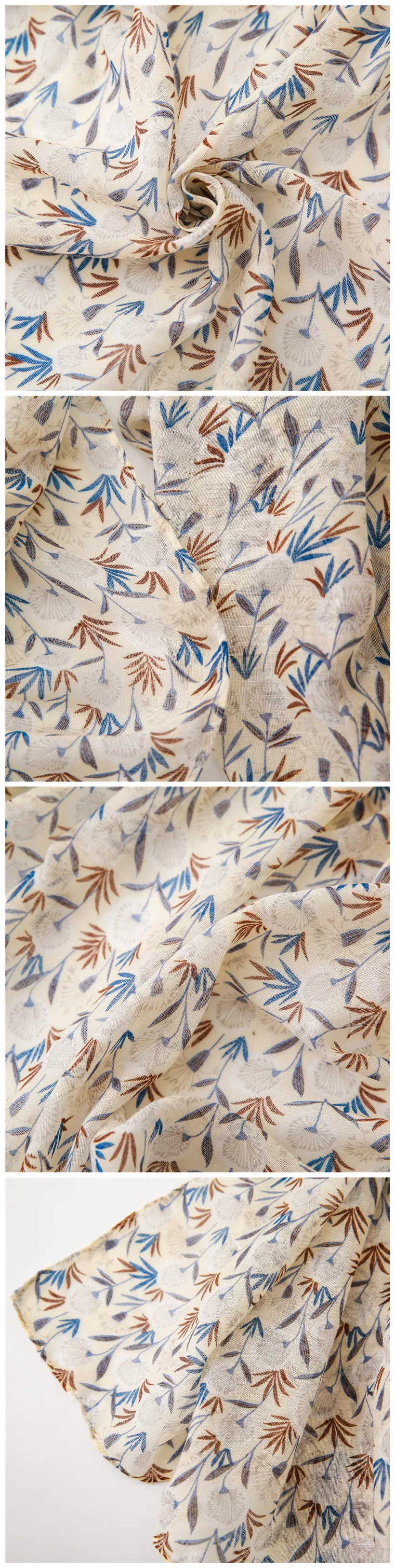 Customized Ladies New Fashion Design Beach Printing Shawl Scarves Summer Muffler Headband Foulard Wrap Hijab Scarf for Women with Lace Edge