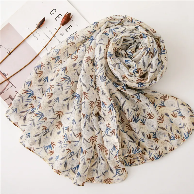 Customized Ladies New Fashion Design Beach Printing Shawl Scarves Summer Muffler Headband Foulard Wrap Hijab Scarf for Women with Lace Edge