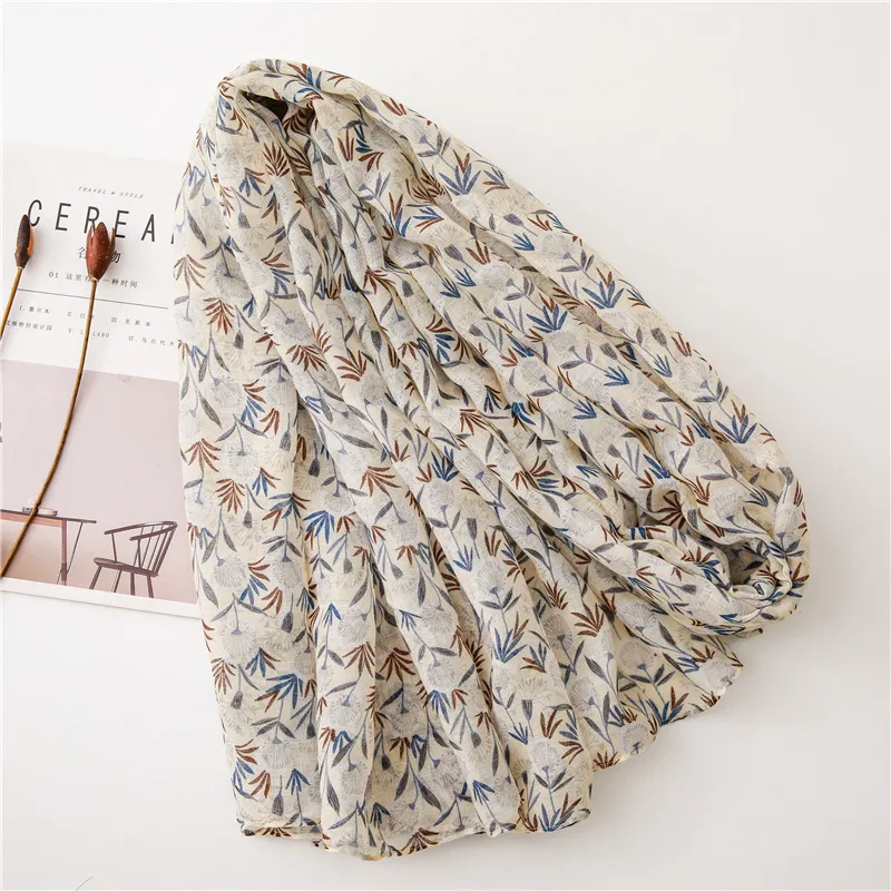 Customized Ladies New Fashion Design Beach Printing Shawl Scarves Summer Muffler Headband Foulard Wrap Hijab Scarf for Women with Lace Edge