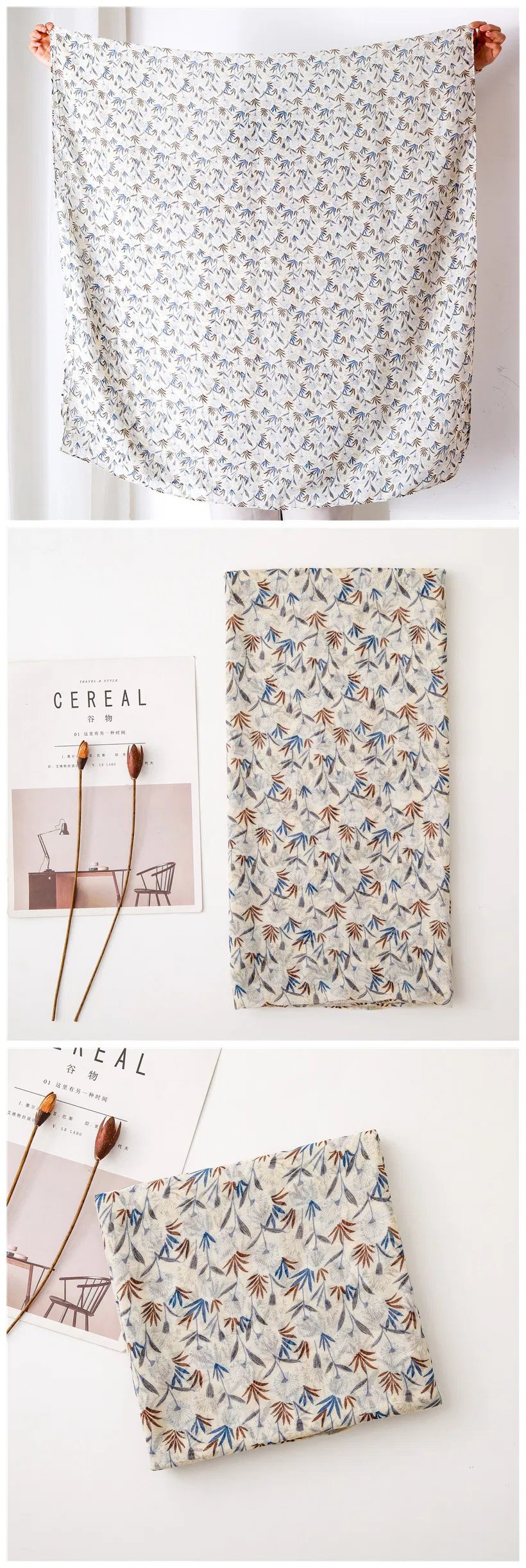 Customized Ladies New Fashion Design Beach Printing Shawl Scarves Summer Muffler Headband Foulard Wrap Hijab Scarf for Women with Lace Edge