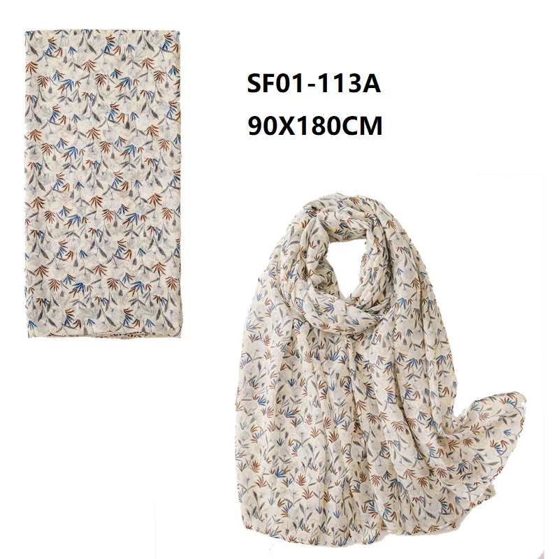 Customized Ladies New Fashion Design Beach Printing Shawl Scarves Summer Muffler Headband Foulard Wrap Hijab Scarf for Women with Lace Edge