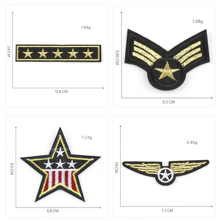 DIY Medal Epaulet Soldier Badges Patches Embroidery Mix Patterns Iron on/Sew on Applique for Clothes Backpacks T-Shirt Jeans Skirt Vests Scarf Hat Bag