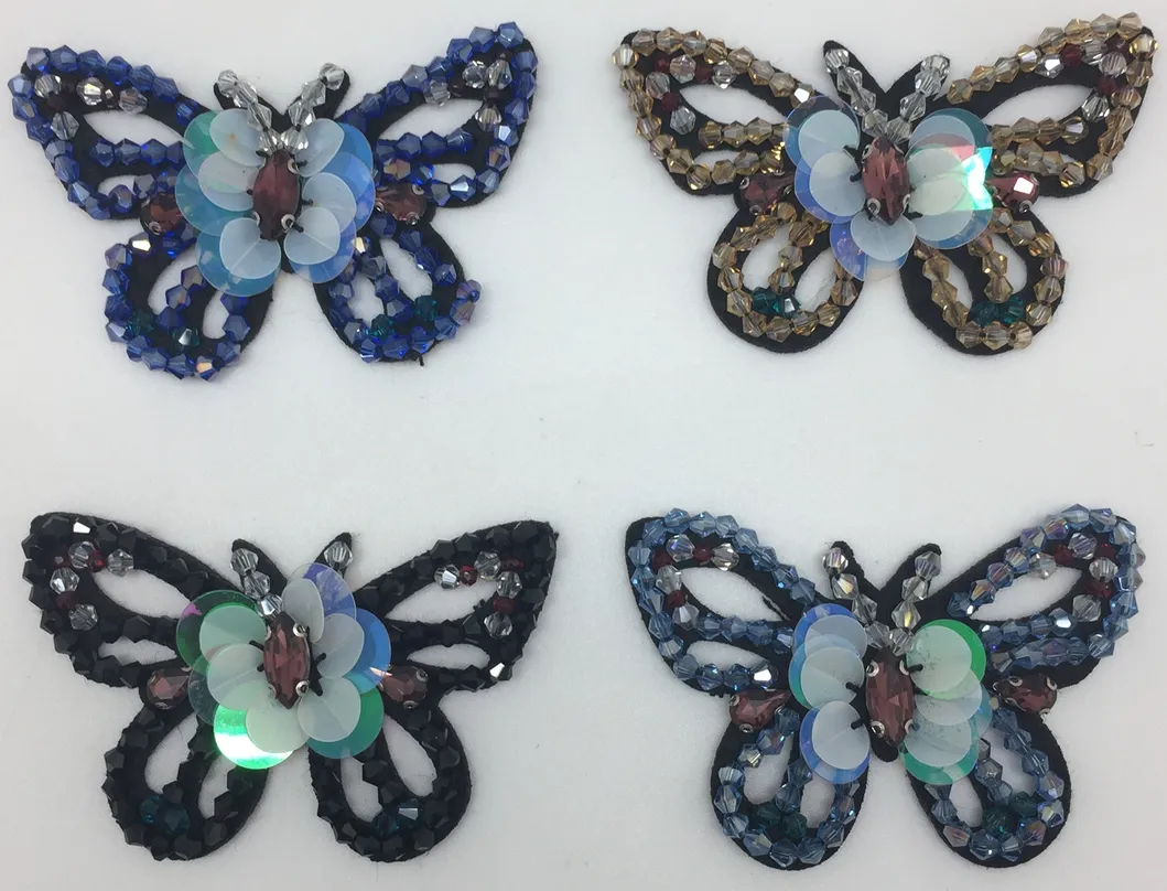 Embroidery Butterfly Patch with Beads and Crystal Diamond for Garment and Bag Accessories
