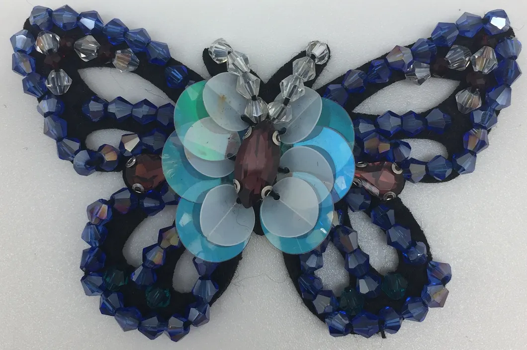 Embroidery Butterfly Patch with Beads and Crystal Diamond for Garment and Bag Accessories