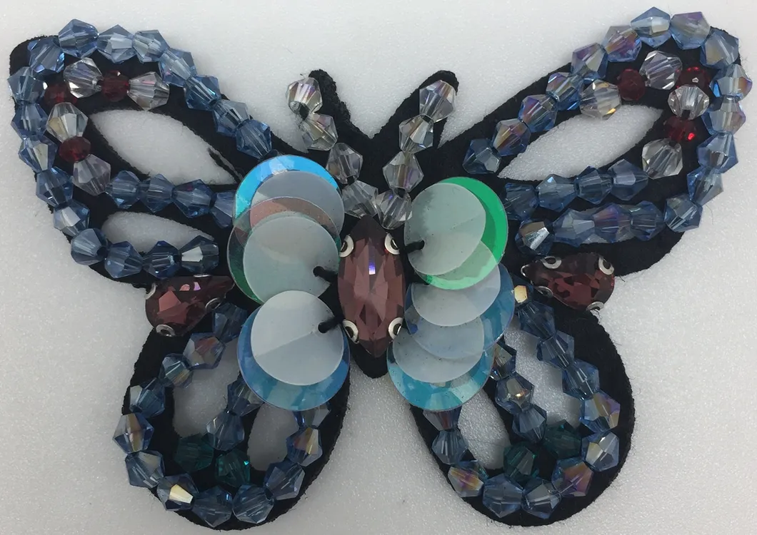 Embroidery Butterfly Patch with Beads and Crystal Diamond for Garment and Bag Accessories