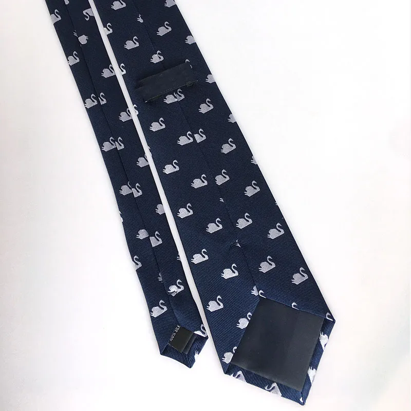 Exquisitive Factory Direct Navy with Swan Logo Jacquard 100% Silk Corbata Necktie for Men