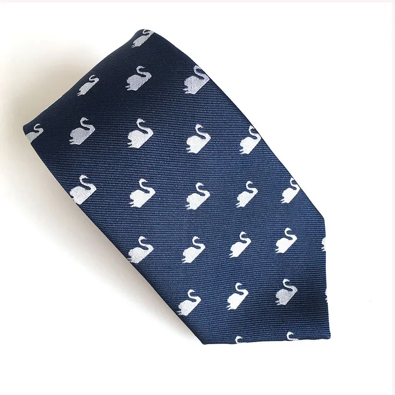 Exquisitive Factory Direct Navy with Swan Logo Jacquard 100% Silk Corbata Necktie for Men