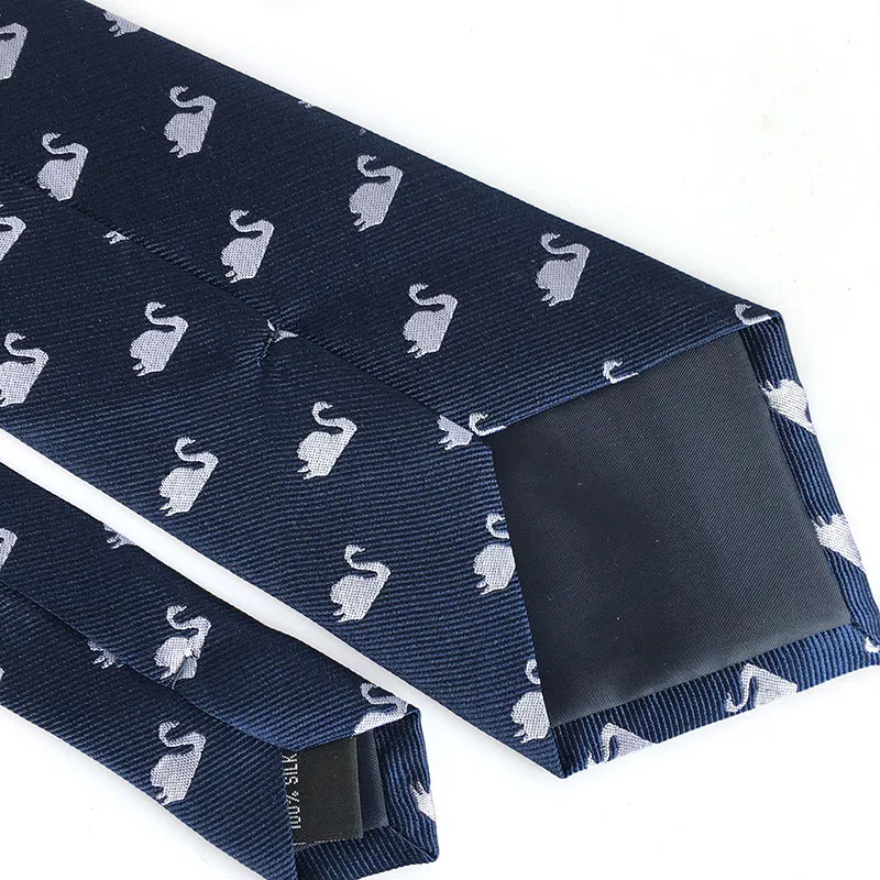 Exquisitive Factory Direct Navy with Swan Logo Jacquard 100% Silk Corbata Necktie for Men