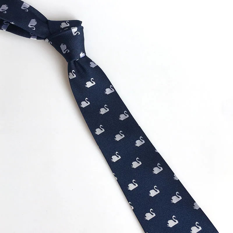 Exquisitive Factory Direct Navy with Swan Logo Jacquard 100% Silk Corbata Necktie for Men